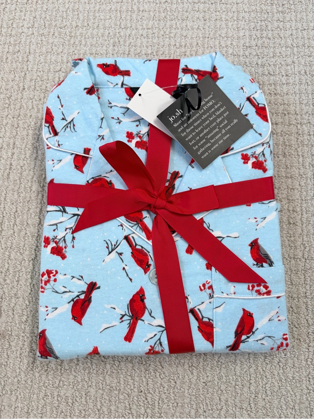 Adult Light Blue Cardinal Print Pajama Set